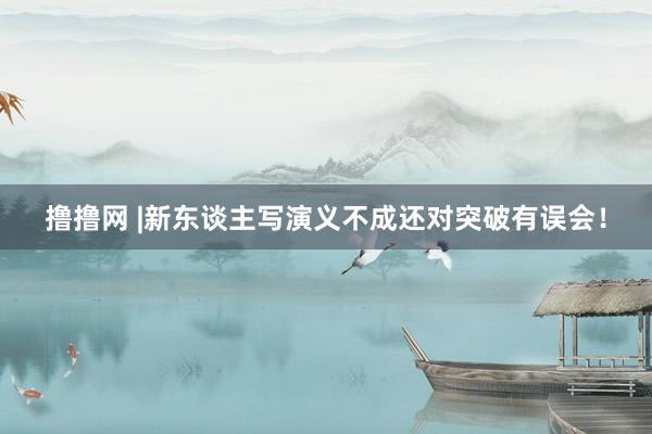 撸撸网 |新东谈主写演义不成还对突破有误会！